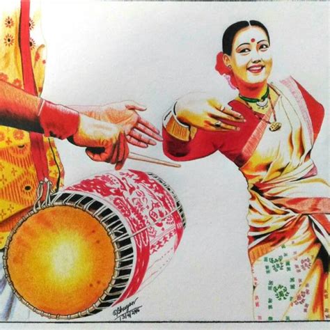 Colour pencil(Bihu Dance) .